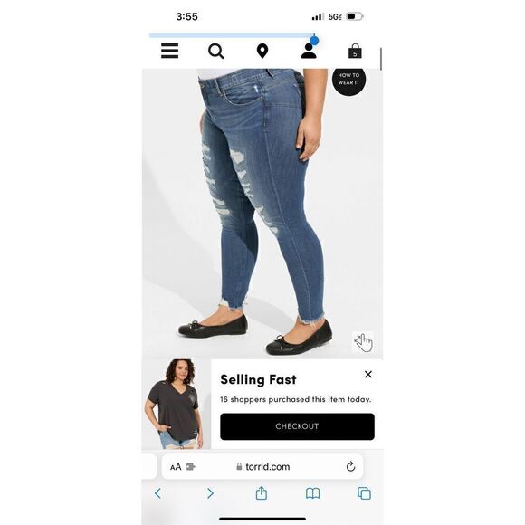 Torrid nwt Bombshell Skinny stretch High-Rise Destructed Jean 14S westchester - Picture 2 of 11